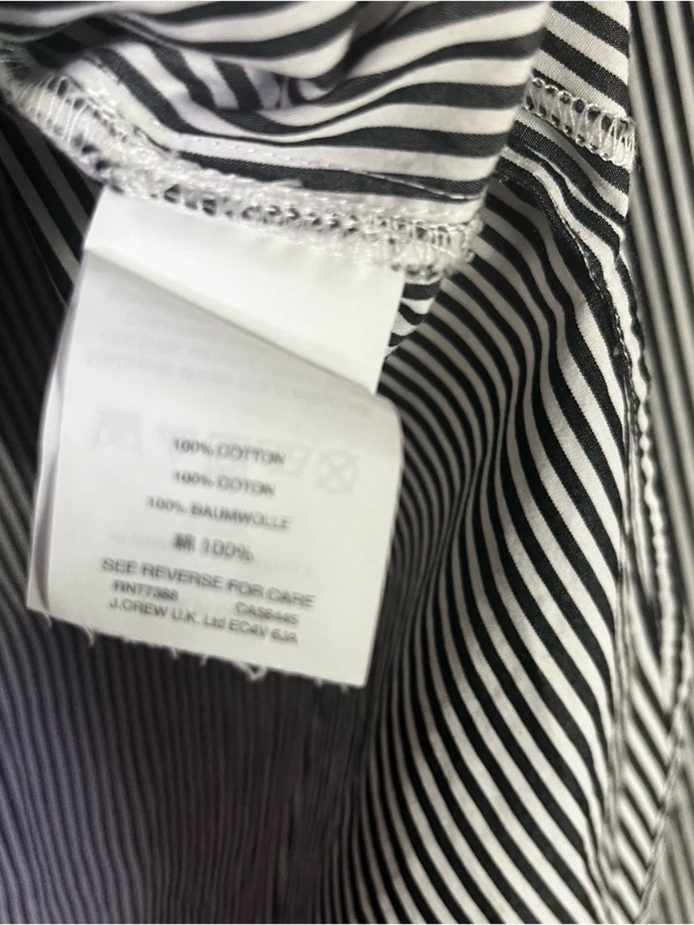 J.Crew Black White Striped Funnelneck Button Shoulder High Low Hem Shirt Size 6 - Picture 3 of 5